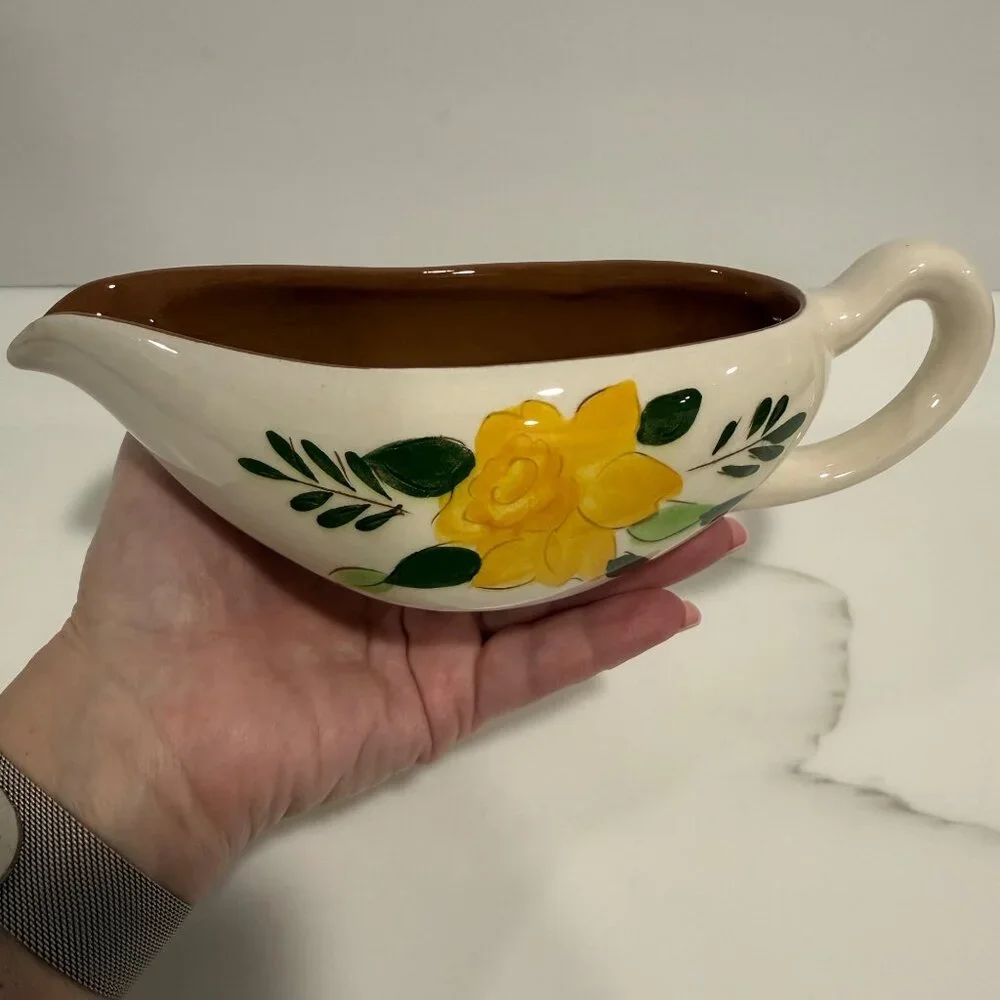 VTG Stangl Country Garden Hand-Painted Gravy Boat Cottagecore Trinket Dish Decor